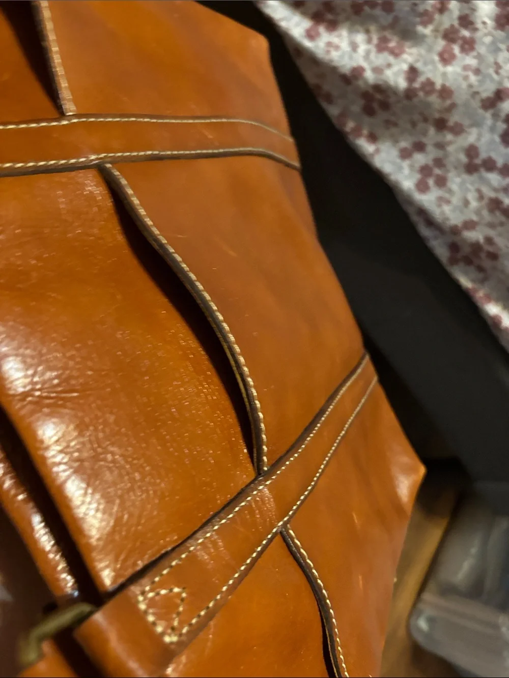 Patricia Nash Cognac Leather Studded Tote